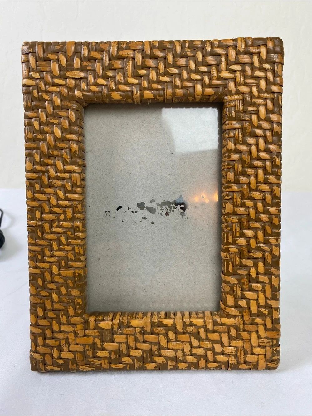 Vintage woven Rattan Picture Frame 4x6 wicker Boho